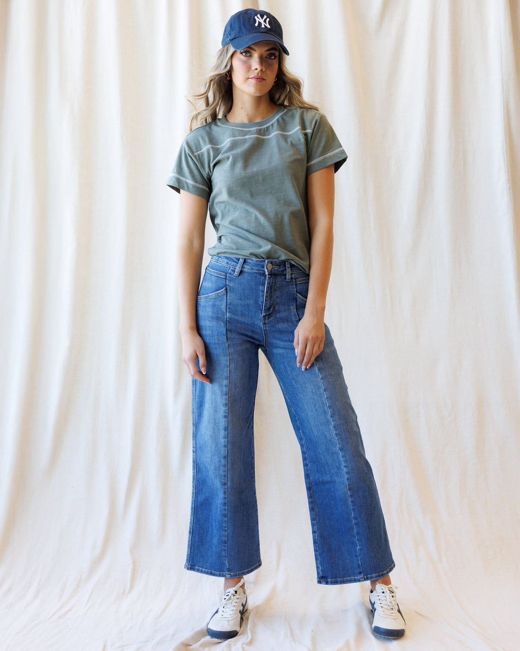 High Rise Seamed Wide Leg Ankle