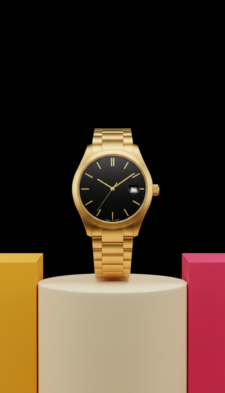 Gold Watch with Sapphire Crystal