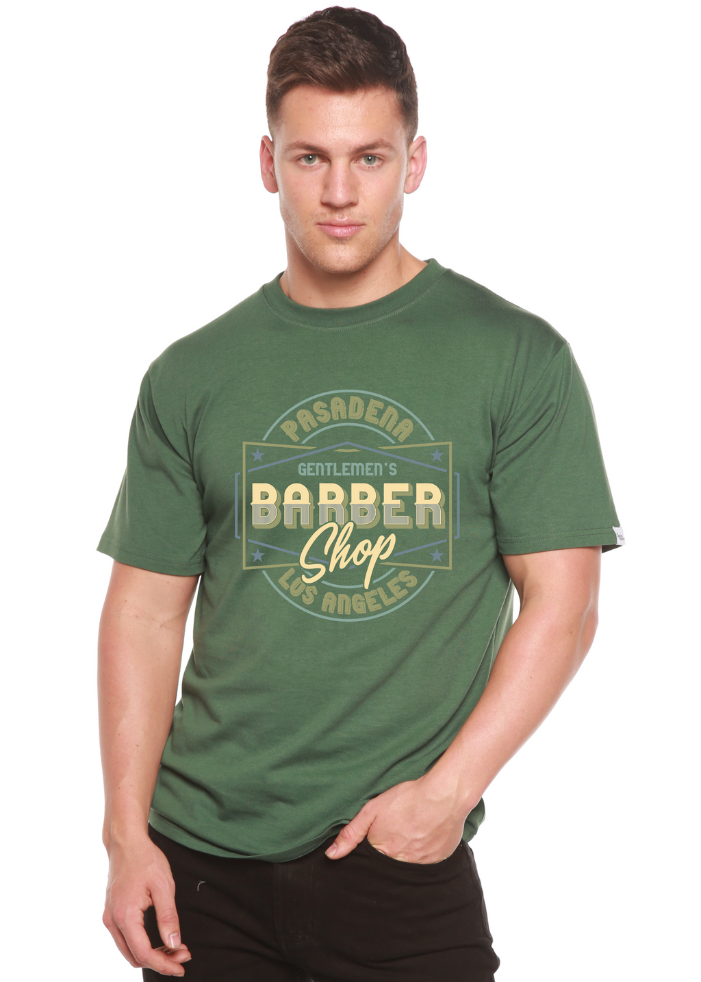 Gentlement's Barber Shop Men's Bamboo Viscose/Organic Cotton Short Sleeve Graphic T-Shirt