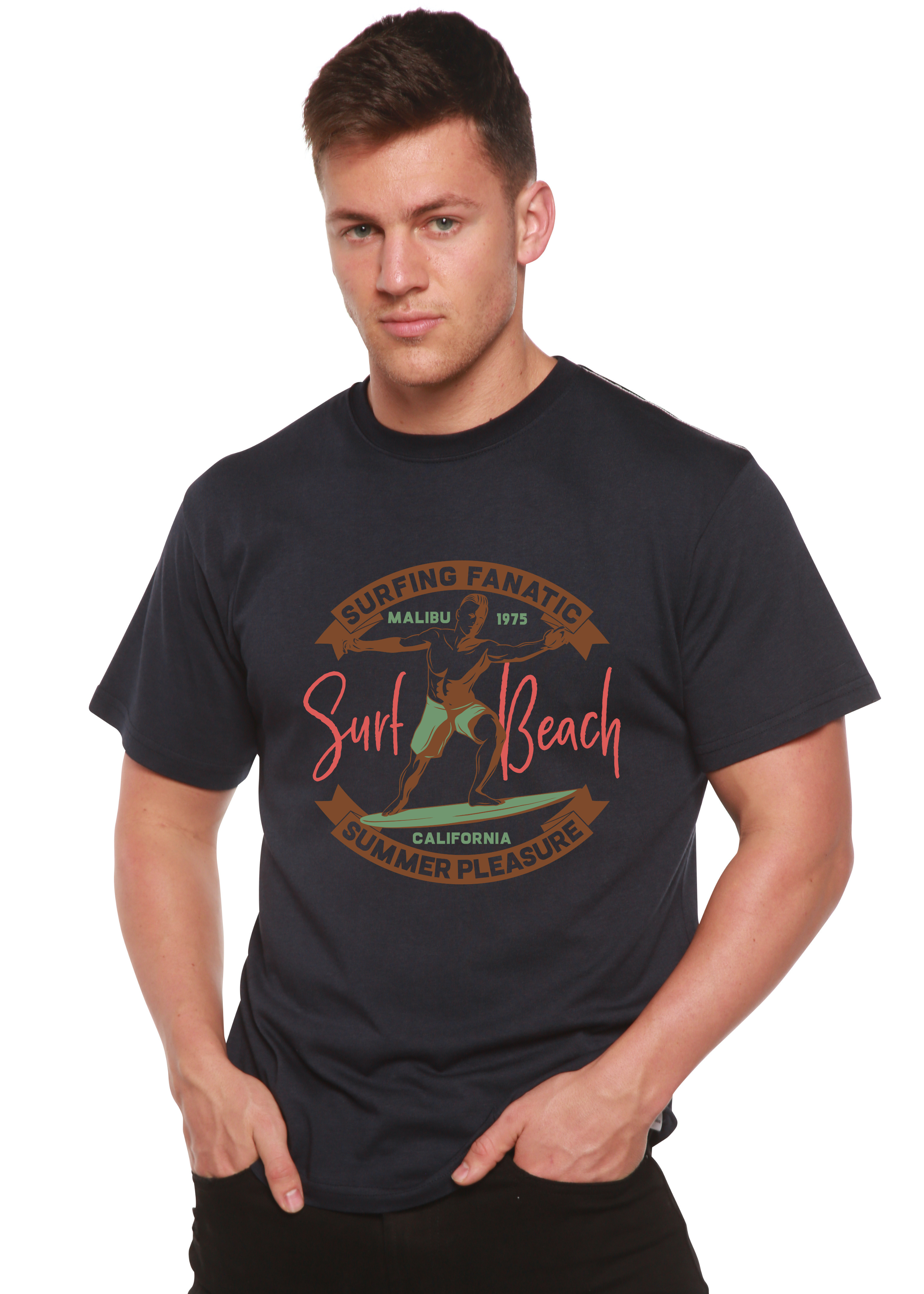 Surf Beach Men's Bamboo Viscose/Organic Cotton Short Sleeve Graphic T-Shirt
