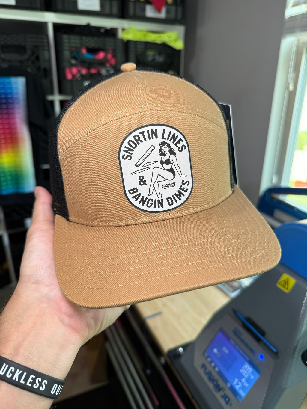 Lines and Dimes | Men's Funny 7-Panel Black Snapback Hat