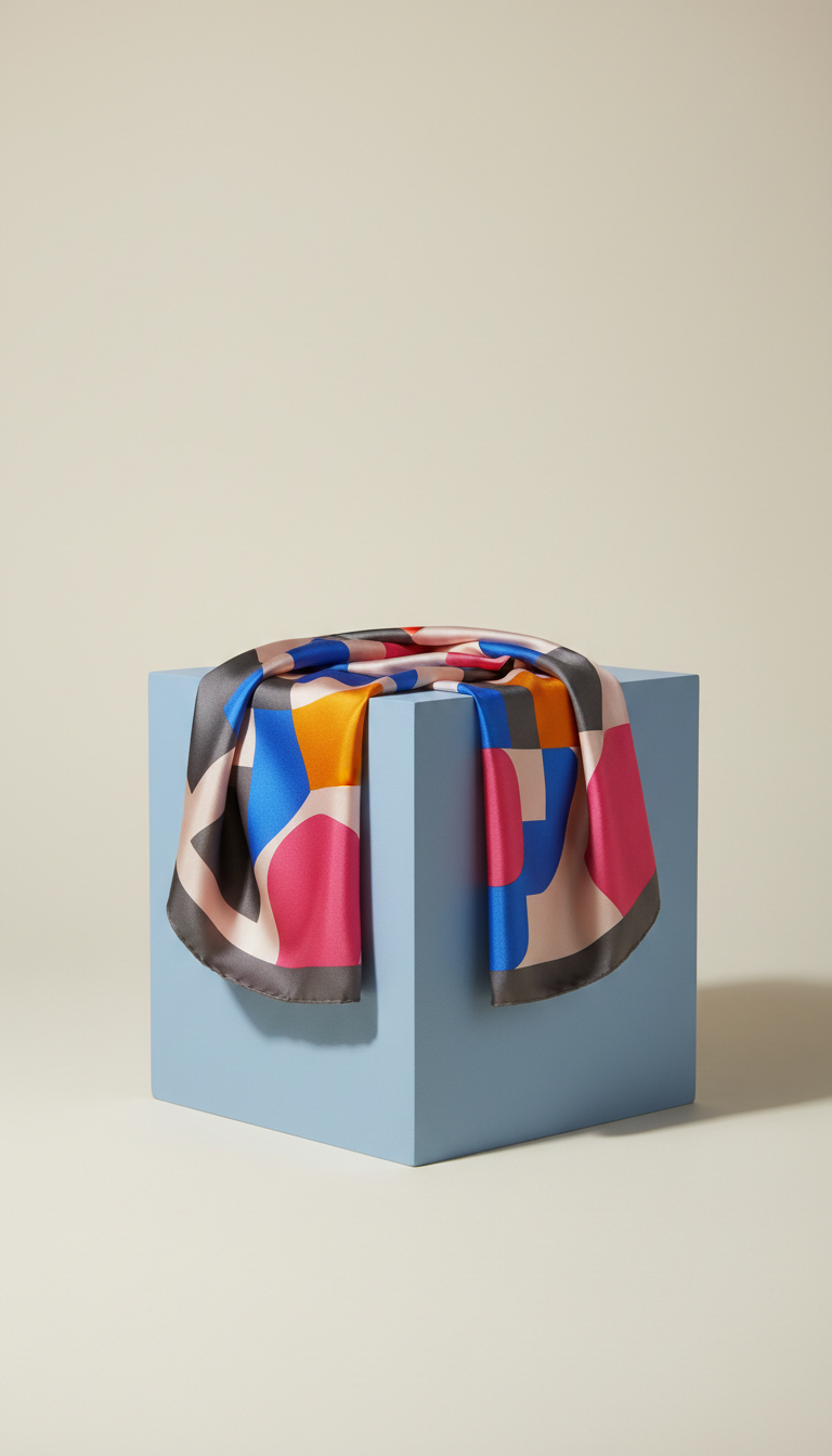 Silk Scarf with Graphic Print